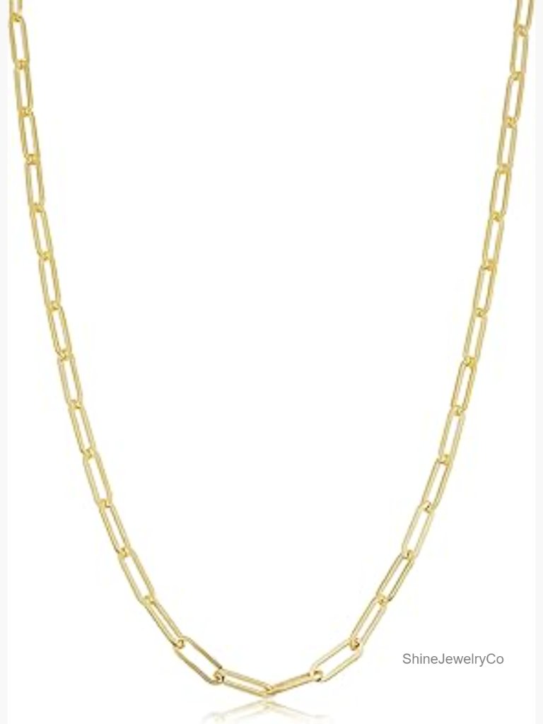 Minimalist 14k Gold Filled Paperclip Chain Necklace, Link Jewelry
